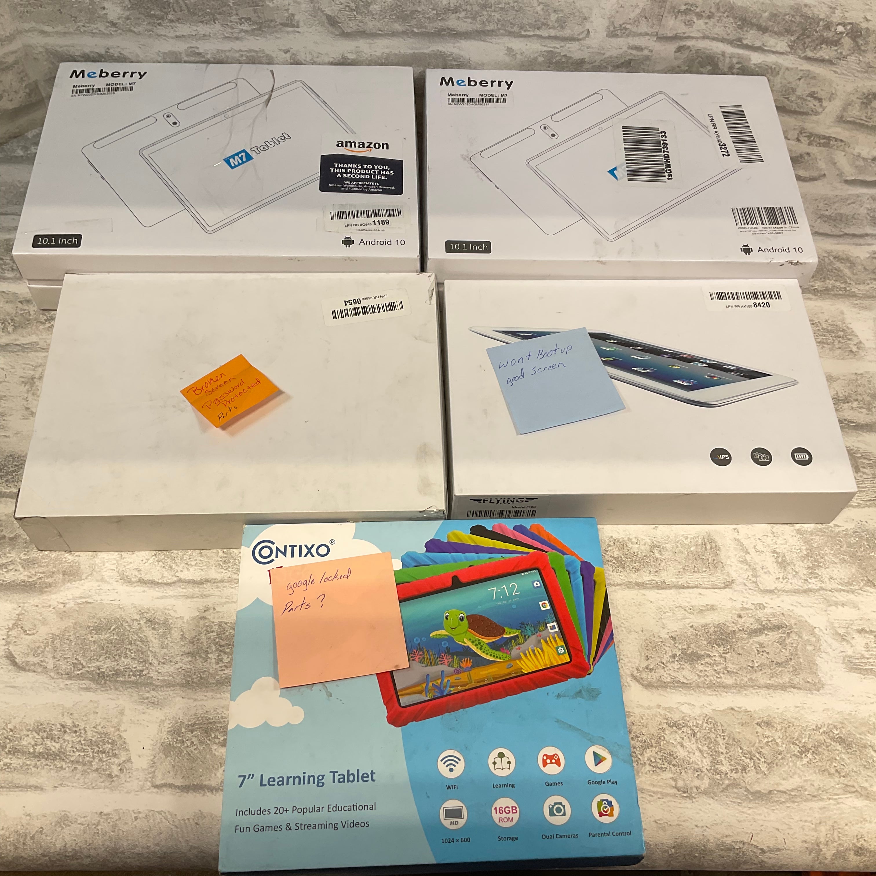 **FOR PARTS** Lot of 5 for repairs bundle, Tablet (7522005582062)